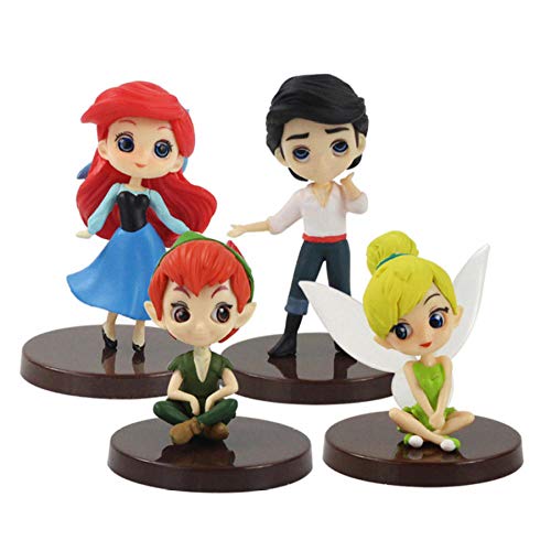 zdfgv 4 Piezas Q Posket Princesa Figuras Blancanieves Alice Tinkerbell Ariel Sirenita Peter Pan Príncipe Eric Petit Modelo 5 cm-8 cm