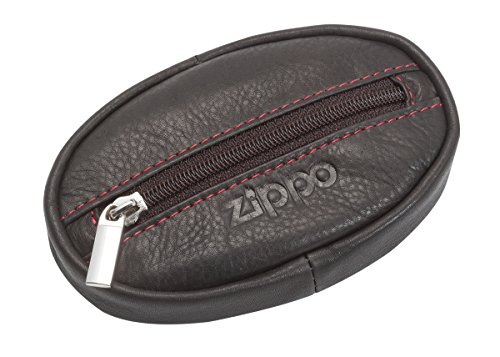 Zippo - Funda de Piel para Monedas, para Hombre y Mujer, Funda de Piel auténtica, Funda de Piel sintética, Monedero con Cremallera, Accesorios Zippo, Color Moca