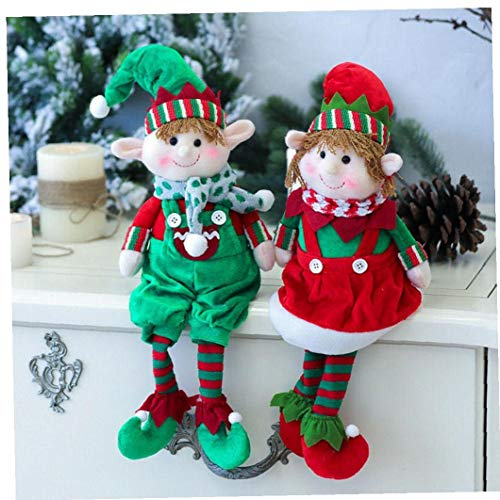 Zonfer Felpa Elf Elfos Muñecas De Juguete De La Novedad De Escritorio De La Tabla Regalo Sentado Árbol De Navidad Adornos Muñeca Pared Felpa De La Materia De La Decoración De Navidad Ornamento 2pcs