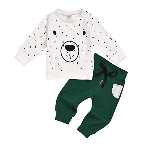 0-4 Años,SO-buts Recién Nacido Niños Pequeños Bebés Y Niños Sudadera Con Capucha De Oso De Dibujos Animados Tops Jerseys Pantalones Conjuntos De Chándal De Otoño (Blanco,6-12 meses)