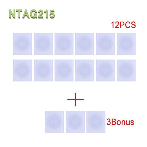 15x NFC NTAG215 Tags Sticker Pegatinas Compatible con TagMo Amiibo -Se utiliza para tarjetas de juego Amiibos y es compatible con todos los teléfonos inteligentes y dispositivos habilitados para NFC