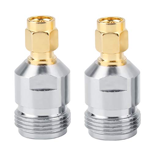 2 Piezas N Hembra a Conector Macho SMA, Adaptador de RF, Convertidor de Prueba de Adaptador Coaxial, Rendimiento Estable, con Ancho de Banda de Frecuencia Amplia y Rendimiento de Larga Duración