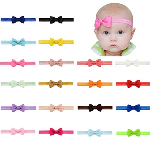 20 Pcs Bebé niños niñas Bowknot Mini diadema elástica venda