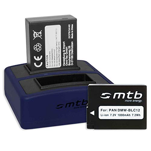 2X Batería + Cargador Doble Compact (USB) para Panasonic DMW-BLC12 / Lumix DMC-G5, G6, G70, G81, GH2, GX8, FZ2000. / Sigma dp0/1/2/3 Quattro - v. Lista (Cable USB Micro Incluido)