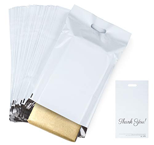 30 sobres de plástico para envíos postales, 350 x 450 mm, con "Thank You", opacos y resistentes, portátiles, con tira autoadhesiva, color blanco