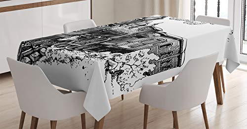 ABAKUHAUS Máquina de Vapor Mantele, Tren Viejo rústico, Fácil de Limpiar Colores Firmes y Durables Lavable Personalizado, 140 x 200 cm, En Blanco y Negro