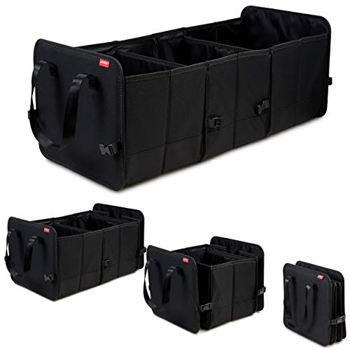 achilles Vario-Box Cesta Plegable para el Coche Cesta de la Bolsa del Maletero de tamaño Ajustable con Cierre de Velcro en el Fondo Cesta Plegable Grande-Caja Negra 72x33x30cm