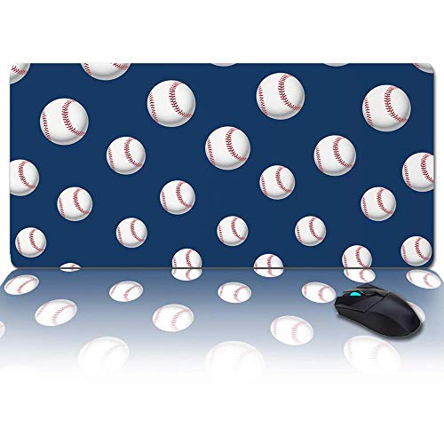 Alfombrilla de ratón grande Alfombrilla de escritorio Alfombrilla de ratón suave RGB de gran tamaño para juegos, personalizada Baseball Sport Blue XXL Cool Keyboard Pad para jugadores, oficina y hogar