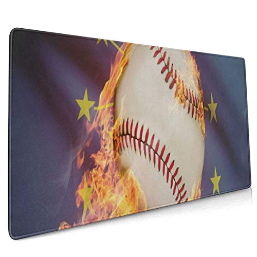 Alfombrilla de ratón grande para juegos Baseball Star On Fire XXL Alfombrilla de ratón extendida, portátil, grande, para escritorio, con teclado, resistente al agua, para ratón, oficina, hogar, base d