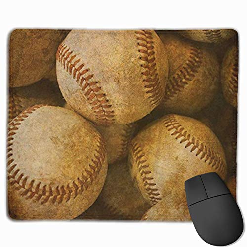 Alfombrilla de ratón para Juegos Vintage Baseball American Retro Balls Rectángulo Antideslizante Oficina Hogar, 18 x 22cmcm cm
