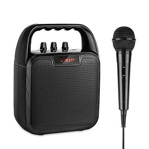 Altavoz Bluetooth Portatiles Karaoke con Micrófono y Radio FM, Soporta Puertos USB/SD/TF/Bluetooth y Aux-in, Altavoz Micrófono Sistema para Fiestas de Clubs/Bodas/Músicos Callejeros