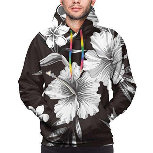 Alysai Tropic Hibiscus Flowers, with Banana Palm Leaves Hombres Sudadera con Capucha con Estampado 3D y Bolsillo Delantero M