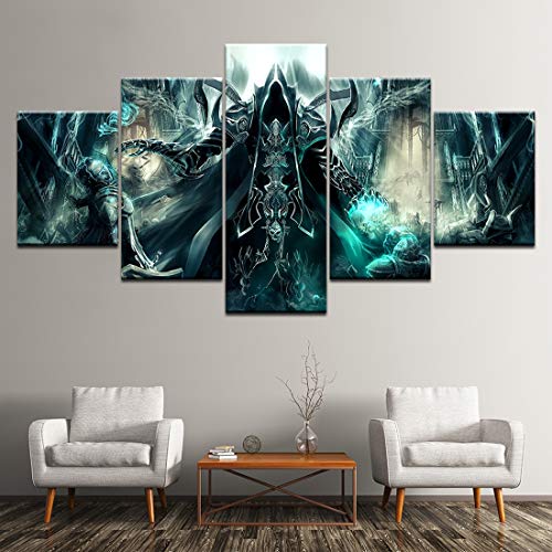 Angle&H Modular Casa Pared Decoración Lona Imagen 5 Piezas Arte Ultimate Evil Edition Reaper of Souls HD Print Pintura Ilustraciones,B,20x30x2+20x50x1+20x40x2