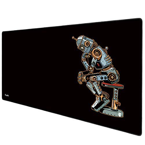 Anpollo Alfombrilla Gaming 900x400x3mm Alfombrilla Raton Ordenador XXL Alfombrilla Raton Base para Mesa Grande Negro Robot