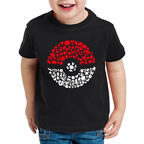 A.N.T. Atrapa más Monstruos Camiseta para Niños T-Shirt Poke Ball Videojuego, Talla:140