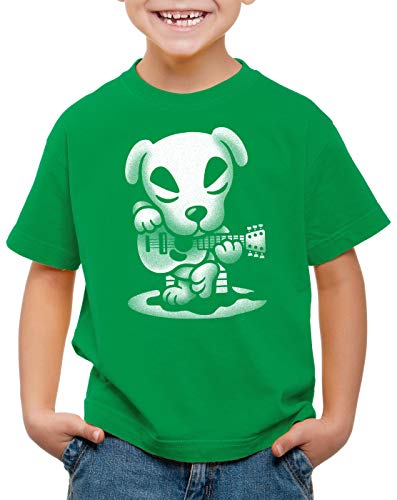 A.N.T. Slider Guitarra Camiseta para Niños T-Shirt Switch Animal Videojuego Horizons, Color:Verde, Talla:140