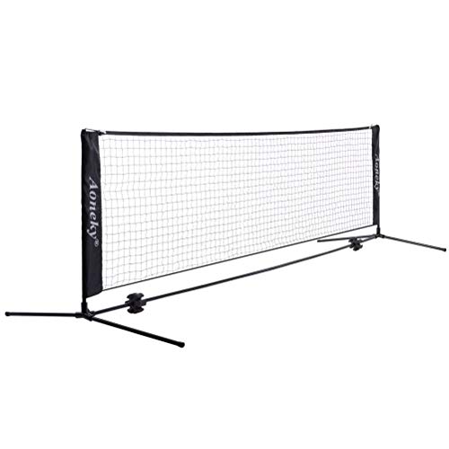 Aoneky Red de Tenis Bádminton Portátil Plegable - 3M×84cm, Red Negra de Nylon con Soporte, Red de Entrenamiento de Tenis Bádminton Vóleibol para Niños, Juegos en Jardín, Deportes al Aire Libre