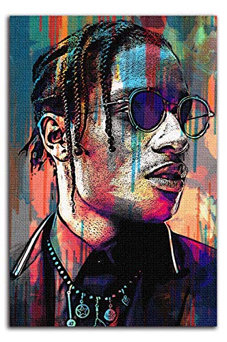 Aryago A$AP Rocky Canvas Prints 61 cm x 91 cm Splash Art Music Singer Star Hip Hop Rapper ASAP Rocky Art Prints Salón Dormitorio Arte sin enmarcar/Enmarcado