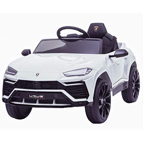 ATAA Coche de batería para niños Lamborghini Urus con batería de 12v y Mando Control Remoto - Blanco