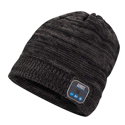 August Gorro de Punto con Bluetooth EPA20 Gorro Invierno Inalámbrico Auricular Regalos Originales Unisex Cálido y Suave Bluetooth Beanie Hat para Deportes al Aire Libre, Regalo Navidad