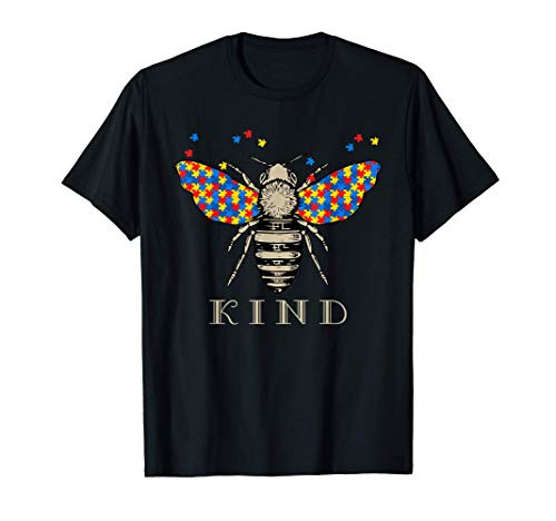 Autism Awareness Bee Kind Puzzle Pieces Camiseta