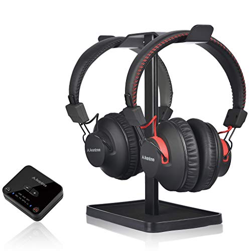 Avantree HT41899 Bluetooth 5.0 Duales Auriculares Inalámbricos para TV con Transmisor (Digital Óptico Aux RCA Pc USB), 40 Horas de batería, Enchufe Y Juegue, Sin Retardo Audio