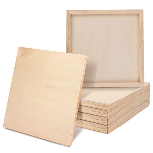 Belle Vous Lienzo de Madera (Pack de 6) - 20x20cm (8x8 inch) Paneles para Pintar en Interiores y Exteriores, Dibujos, Arte Encáustica y manualidades, Impasto y Proyectos de Medios Mixtos