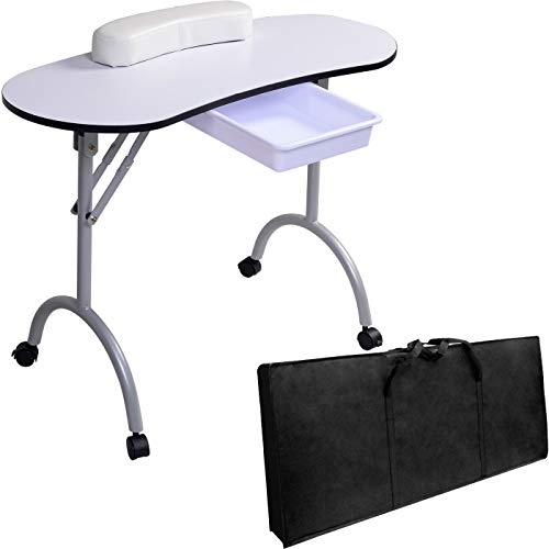 Beltom Mesa para manicura Plegable, con cajón y Bolsa de Transporte 98x77x44 CM