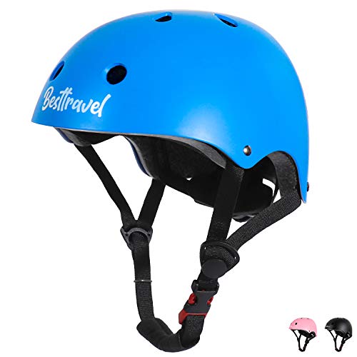 Besttravel Casco para niño,Casco de Bici para Niños Adjustable Ciclismo Casco Infantil Unisexo de 3 a 8 Años Seguridad Multideportivo Casco Patineta Bicicleta con Certificación CPSC -Azul