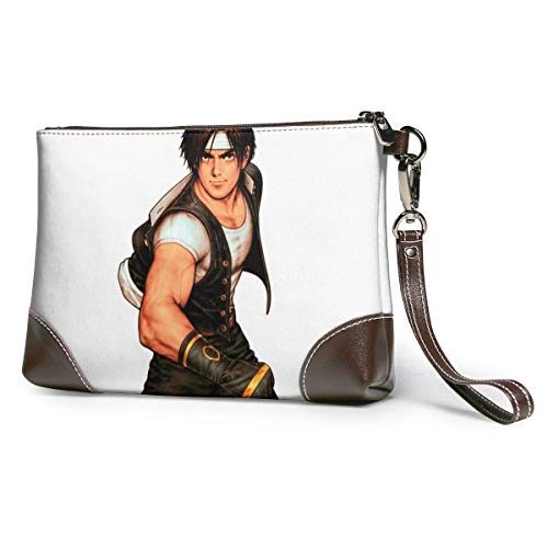 BFDX The King of Fighters Carteras de Cuero para Bolsos Bolso Carteras para Tarjetas telefónicas Correa Cremallera Bolsas de Embrague de Cuero Suave para Mujeres Hombres con Ranuras Embragues de Cue