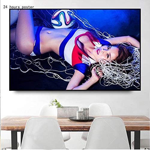 BGFDV Hermosa Mujer de fútbol Hermosa Belleza Cartel impresión Lienzo Pintura impresión Arte decoración Regalo Arte de la Pared decoración de la Pared decoración del hogar