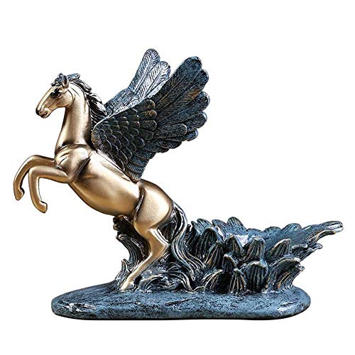 BHGJHKL Antiguo Caballo Volador Arte Modelo Pegasus Wine Rack Ilustraciones Rack Fiesta gabinete Escultura Accesorios de decoración del hogar