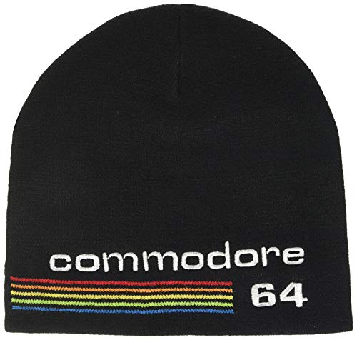 Bioworld Commodore 64 Embroidered Logo Cuffless Beanie, (KC622658C64) Gorro de Punto, Negro (Black Black), Talla única Unisex Adulto