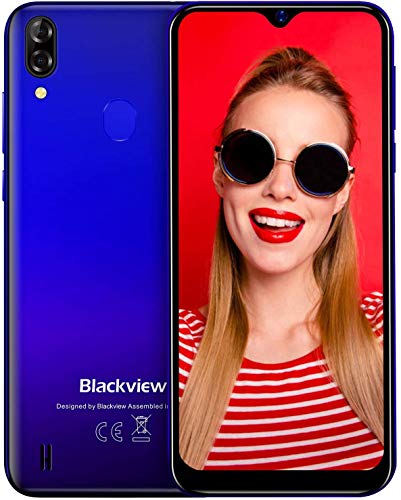 Blackview A60 Pro Telefono Movil 4G con Pantalla 6.1" (15.7cm) Water-Drop Screen, Teléfono 3GB+16GB (SD 256GB), 8MP+2MP+5MP, Batería 4080mAh Smartphone Libre, MT6761, Android 9.0, Face ID/GPS-Azul