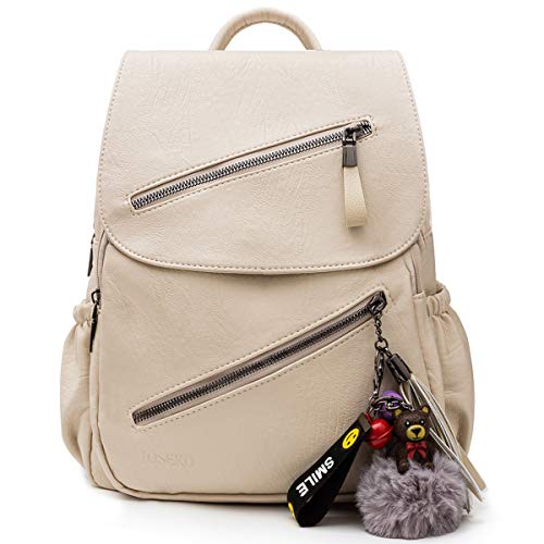 Bolso Mochila Cuero Mujer Antirrobo Mochilas Mujer Casual, JOSEKO Ligero de PU Impermeable Mochila de Viaje de Gran Capacidad Bolsa de Hombro Convertible con Adorno Colgante Tassel