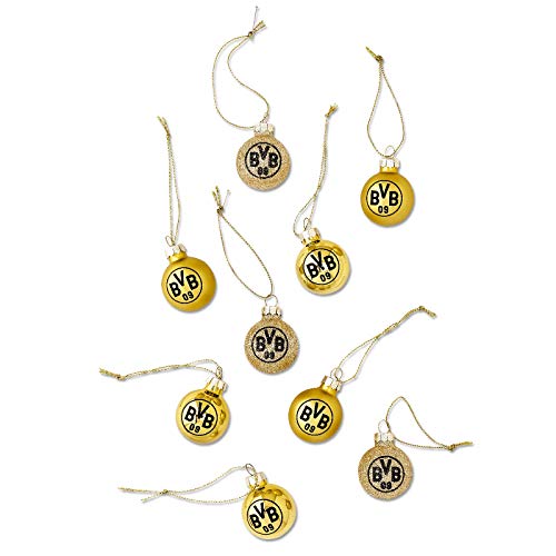 Borussia Dortmund BVB Mini bolas de Navidad, 9 piezas