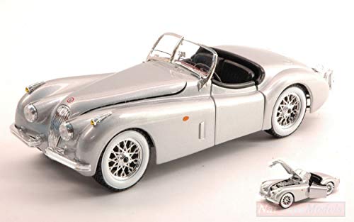 Burago BU22018S Jaguar XK 120 Roadster 1951 Silver 1:24 MODELLINO Die Cast Model Compatible con