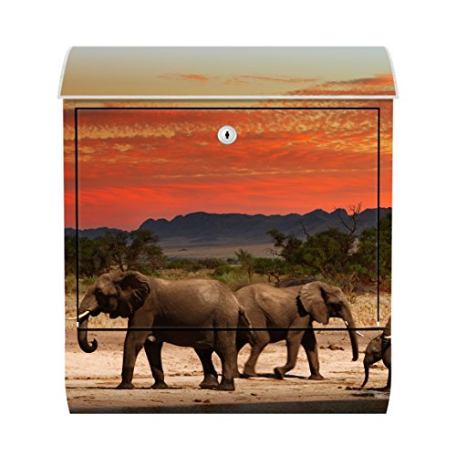 Buzón de pared herd of elephants Animales Wild Safari África estepa Sabana de impresión Art Modern – No. 53
