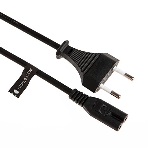 Cable de alimentación eléctrico de 2 Clavijas Figura 8 Cable Compatible con Sony Playstation PS1, PS2, PS2 Slim, PS3 | CEE 7/7 Cable de Pared EU (5m)
