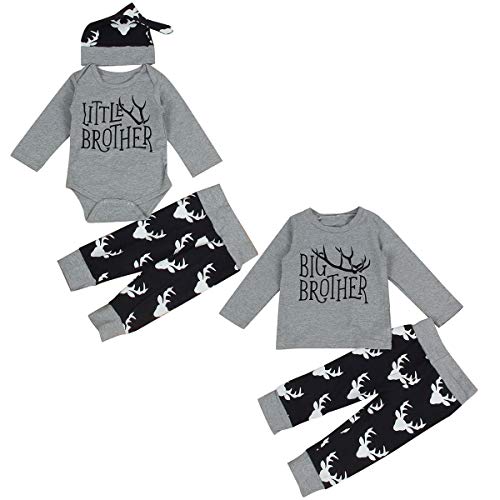 Chennie Niño recién Nacido Baby Boy Hermanos Hermanos Big Brother Little Brother Deer Romper (Color : Gray, Size : Big Bro 1-2Y)