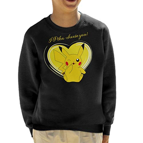 Cloud City 7 Pikachu Love Heart Kid's Sweatshirt Black