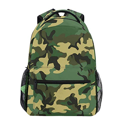 College Bag Mochila De Camuflaje Verde Militar Mochila Mochila Retro Estudiante Universidad Casual Bolso De Hombro Regalo Viaje Impreso Durable Escuela Especial Ligero Adolescente