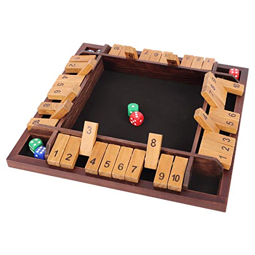 colmanda Juego de Mesa de Madera, 4 Jugadores Juego de Flop, Juego de Mesa de números de Madera Juguete Clásico de Dados para Juegos Familiares y Niños, Juegos de Fiesta