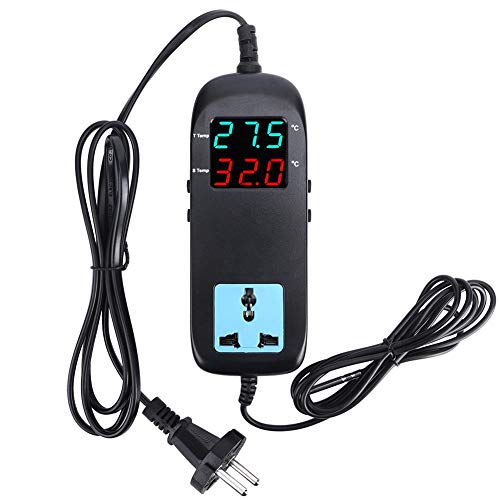 Controlador digital de temperatura, controlador de termostato con salida, unidad ajustable ℃/℉ Pantalla de temperatura del controlador de temperatura, 90-250V(EU)