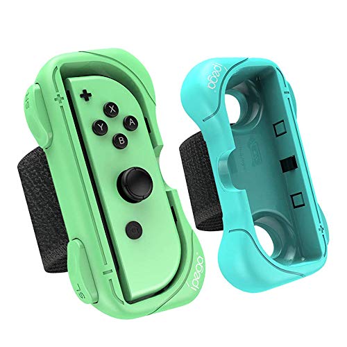 Correa de Muñeca Compatible con Joy-Con Nintendo Switch Just Dance 2021 2020 2019 2018,Banda de Muñeca Elástica Cómoda de 2 Tamaños Diferentes Ajustable para Adultos y Niños-Kit de 2pzs (Azul & verde)