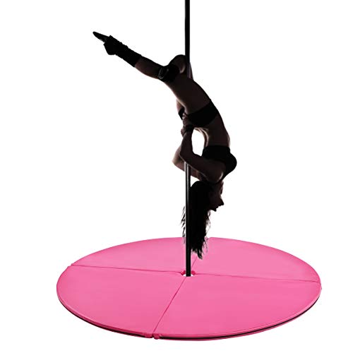 COSTWAY Pole Dance Mat Diámetro 150cm Grosor 5cm Colchoneta Seguridad Plegable para Entrenamiento Bailar Ejercicio (Rosa)