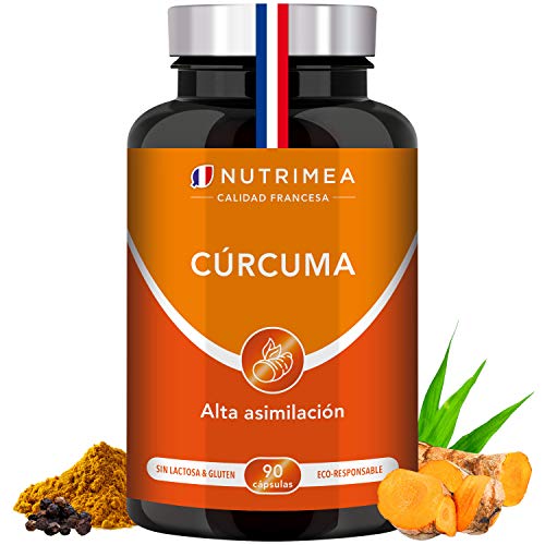 Cúrcuma Orgánica y Pimienta Negra Piperina | Extracto al 95% de Curcumina 90 Cápsulas Veganas Potente Antiinflamatorio Antioxidante | Natural Detox Huesos y Articulaciones | Turmeric Fabricado Francia