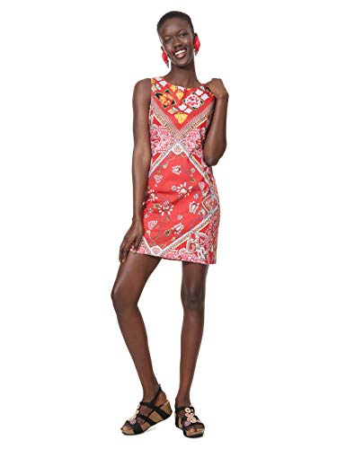 Desigual Dress Sleeveless Lisa Woman Red Vestido, Rojo (Carmin 3000), 40 para Mujer