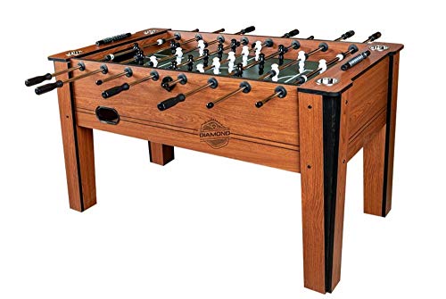 Devessport - Futbolín Diamond con jugadores de piernas abiertas - Gran tamaño - Barras de metal - Mango de plástico - Retorno de bolas - Posavasos - Dispone de marcadores - Medidas: 137 x 84.5 x 22 Cm