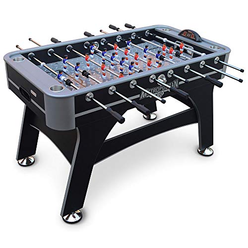 Devessport - Futbolín Metropolitan con Jugadores piernas Cerradas - Gran tamaño - Barras de Metal - Mango de plástico - Medidas: 142 x 75.5 x 88 cm - Dispone de Marcador electrónico